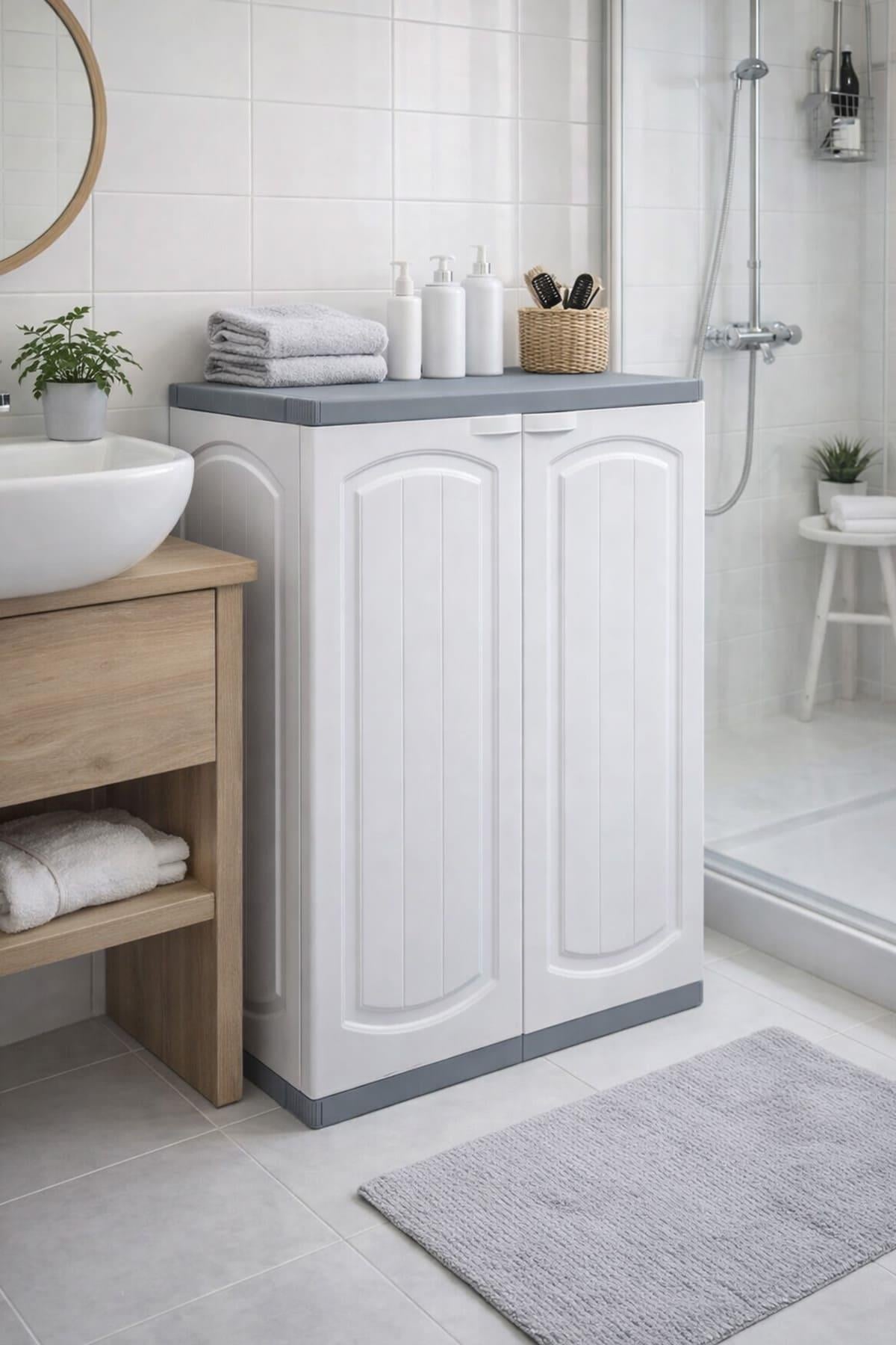 Çelik Ayna 805 Banyo Dolabı Kapaklı 3 Raflı