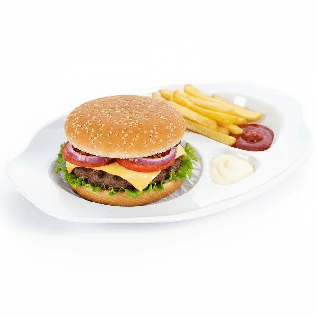 Alezy 625 Termostar Kırılmaz Melamin 4 Bölmeli Burger Servis Sunum Tabağı Siyah