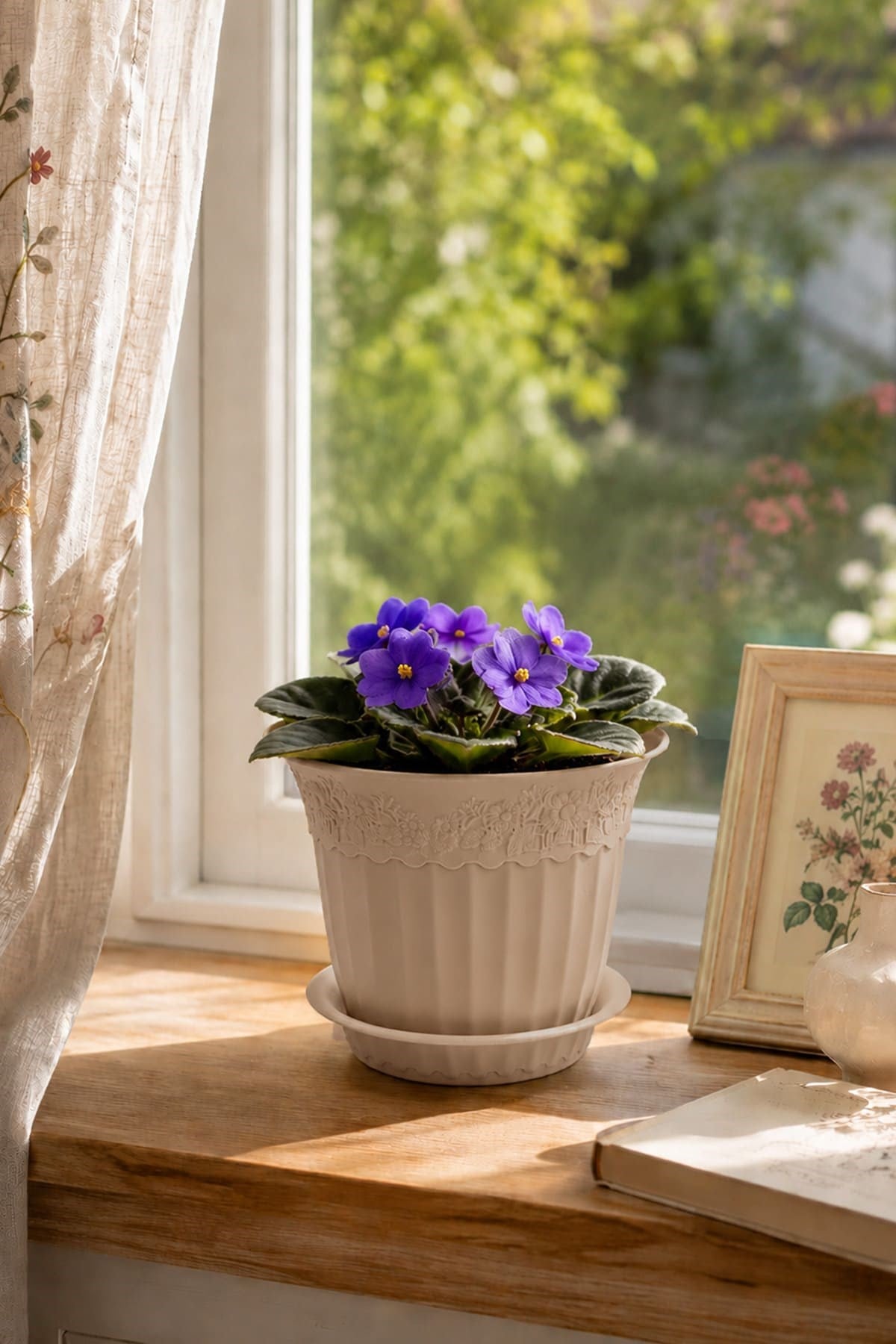 Irak Garden Flowers  AS152 Renkli Dekoratif Antik Saksı 1.75 Litre