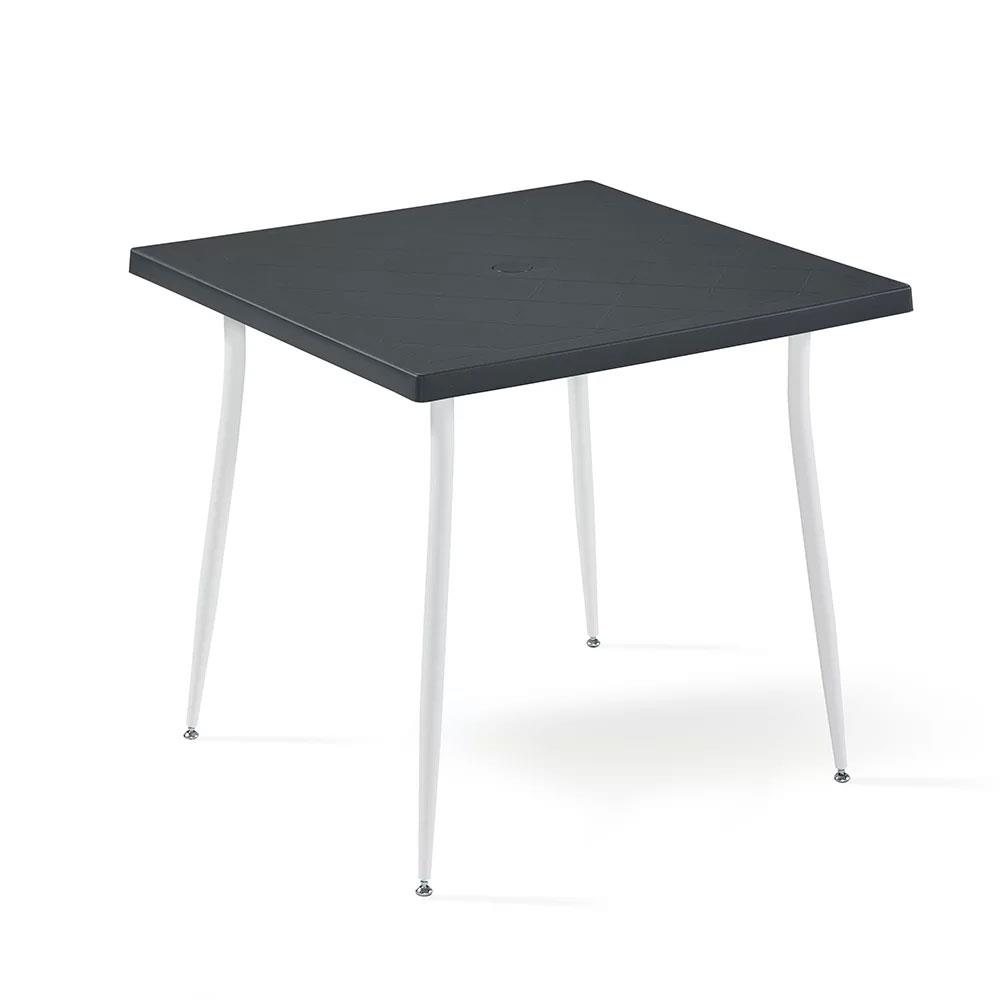 Novussi Carmen Beyaz Ayaklı Plastik Masa 80x80 cm Antrasit