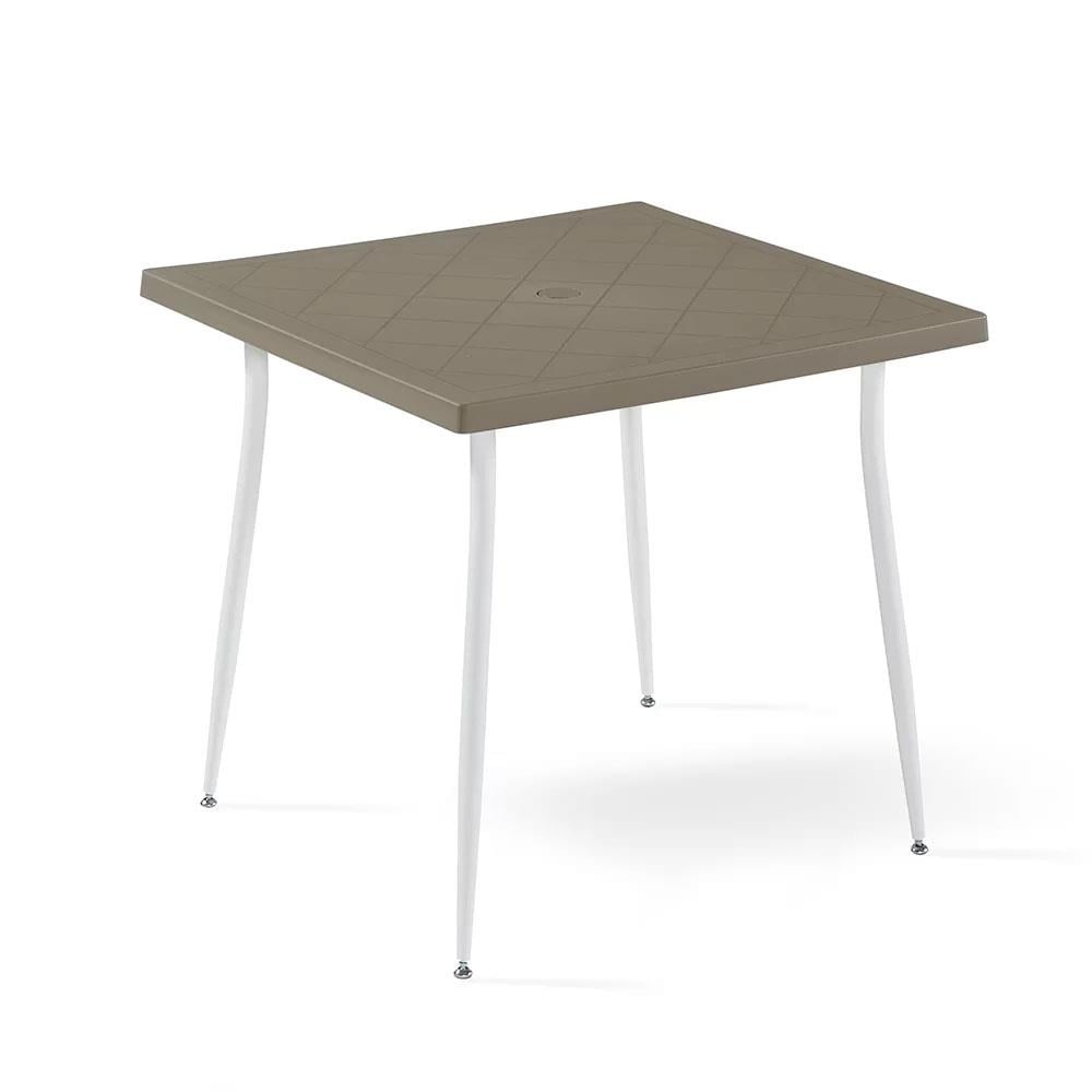Novussi Carmen Beyaz Ayaklı Plastik Masa 80x80 cm Cappucino