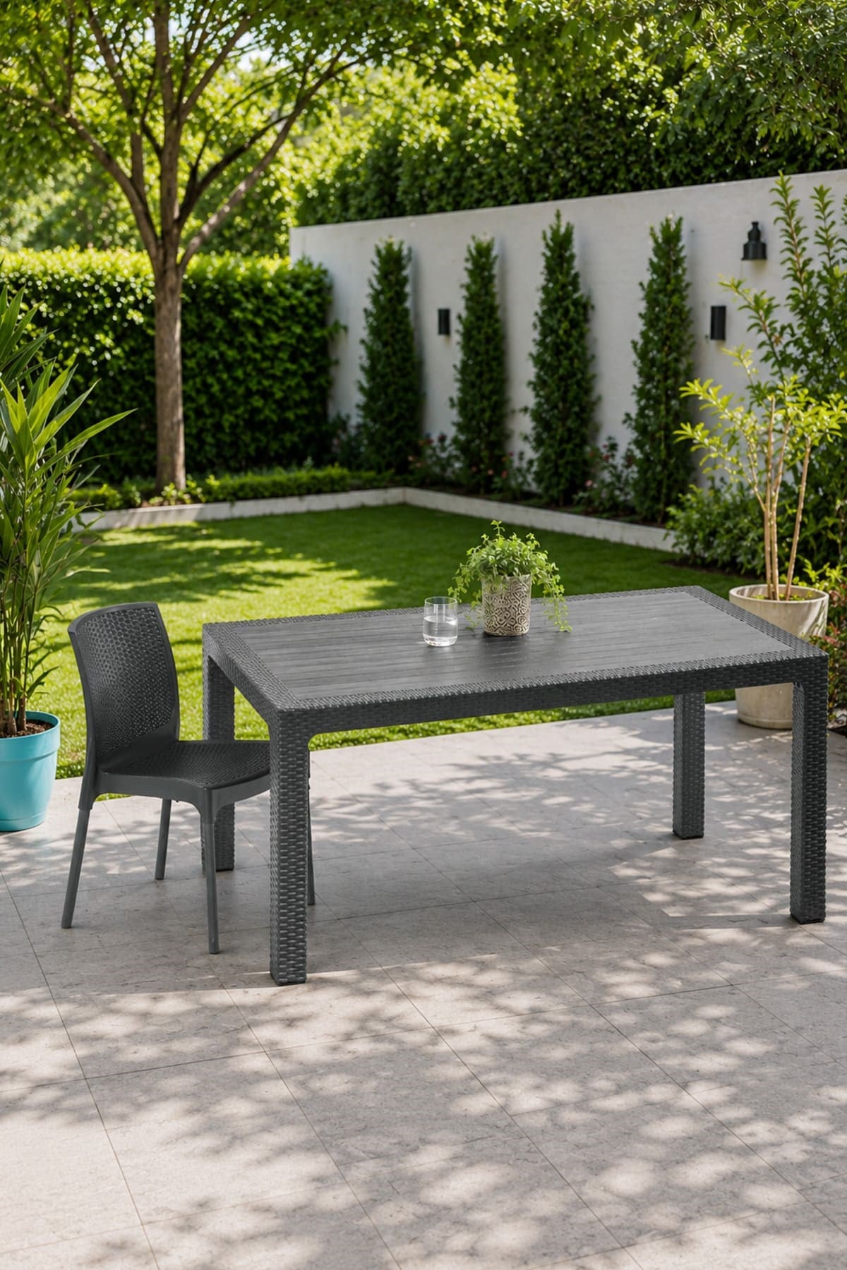 Novussi R002 Rattan Camsız Masa 90x150cm