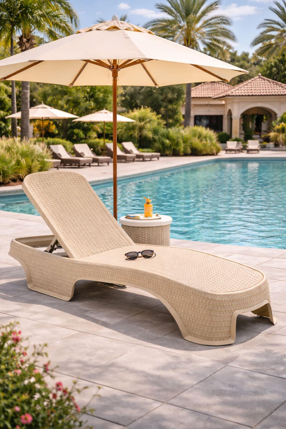 Şenyayla 2536 Brezze Rattan Katlanır Plaj Şezlongu 1.Sınıf Lüx