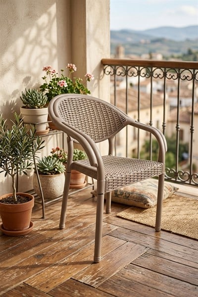 Alezy Atlantis Rattan Desenli Kollu Koltuk