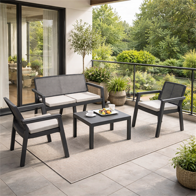 Violet Prestij Minderli 4 Kişilik Balkon & Bahçe Oturma Grubu + Sehpa | ID6001