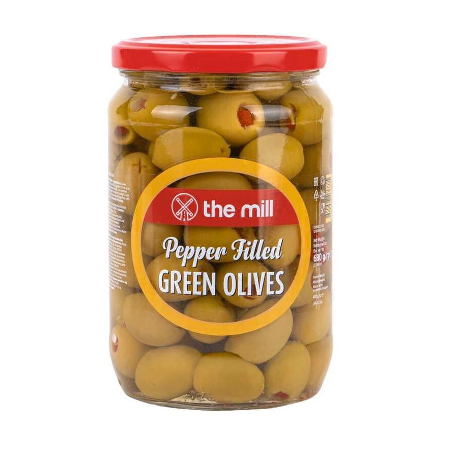 The Mill Biber Dolgulu Yeşil Zeytin 680 gr Cam Kavanoz