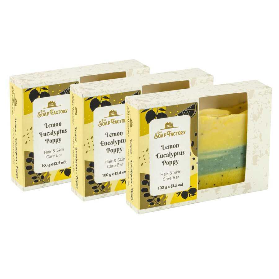 The Soap Factory Artizan Seri Limon-Okaliptüs-Haşhaş Sabunu 100 g x 3 Adet 