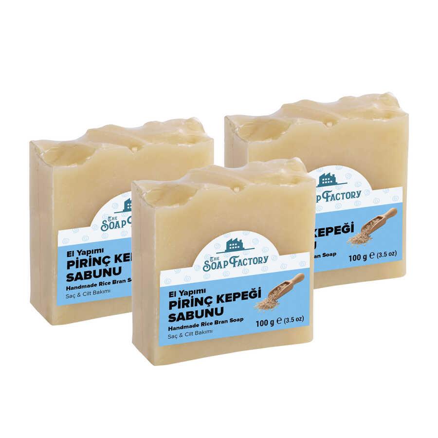 The Soap Factory İpek Seri El Yapımı Pirinç Kepeği Sabunu 100 g  x 3 Adet (Toplam 300 g) 