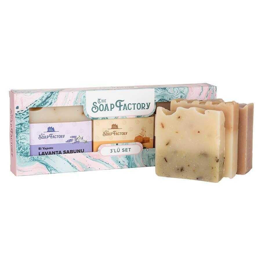The Soap Factory İpek Serisi Üçlü Sabun Paketi: Lavanta - Bal Yulaf- Argan