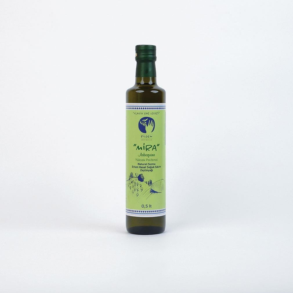MİRA Arbequina +500 Yüksek Polifenol Erken Hasat Zeytinyağı 0.5 Lt.