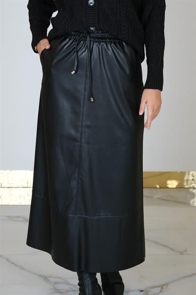 DERİ ETEK SIYAH