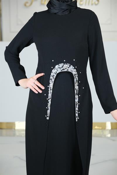 KREP ELBİSE SIYAH