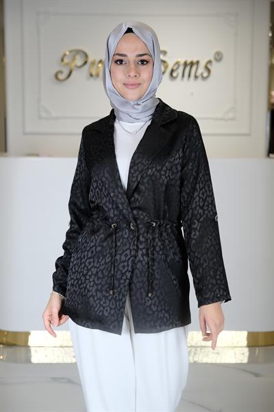 MONO YAKALI BELİ BÜZGÜLÜ TUNİK SIYAH