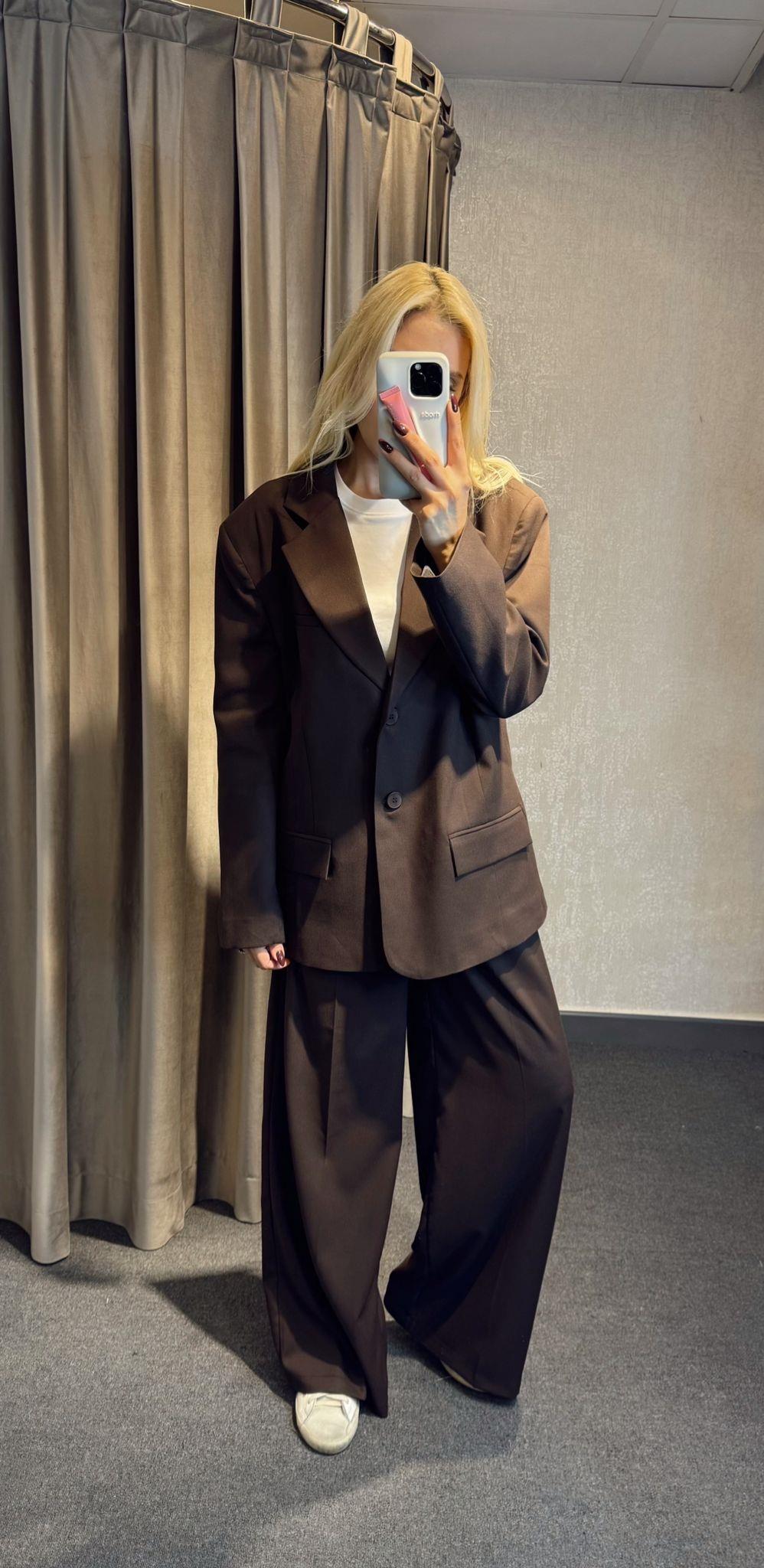 ASTARLI 2 DÜĞMELİ BLAZER CEKET KAHVE