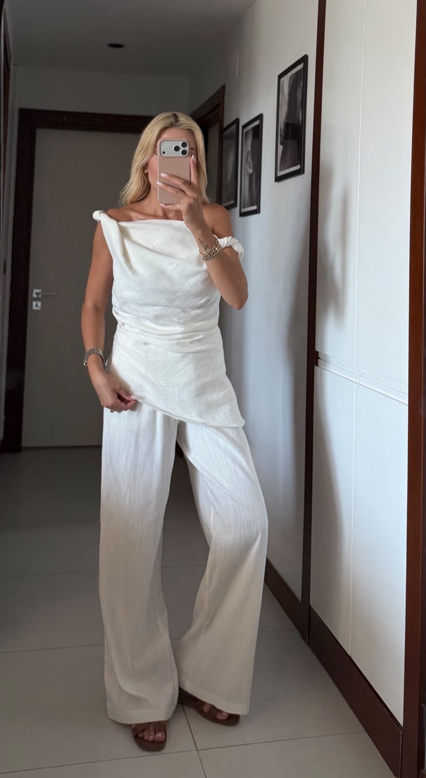 BEYAZ LARİE BLUZ PANTOLON TAKIM