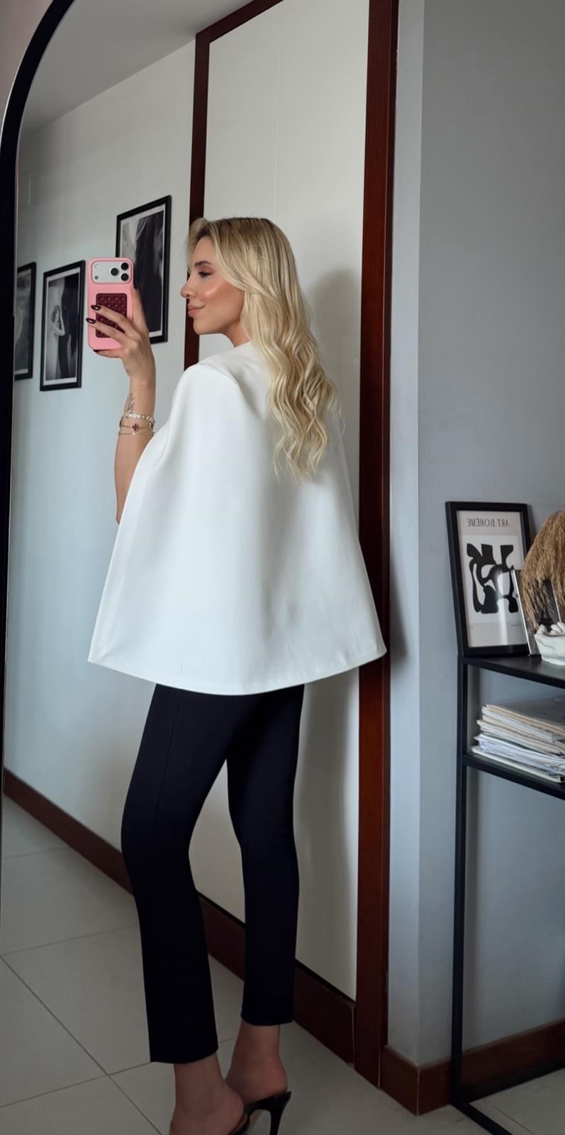 BEYAZ TASARIM PREMİUM PELERİN CEKET