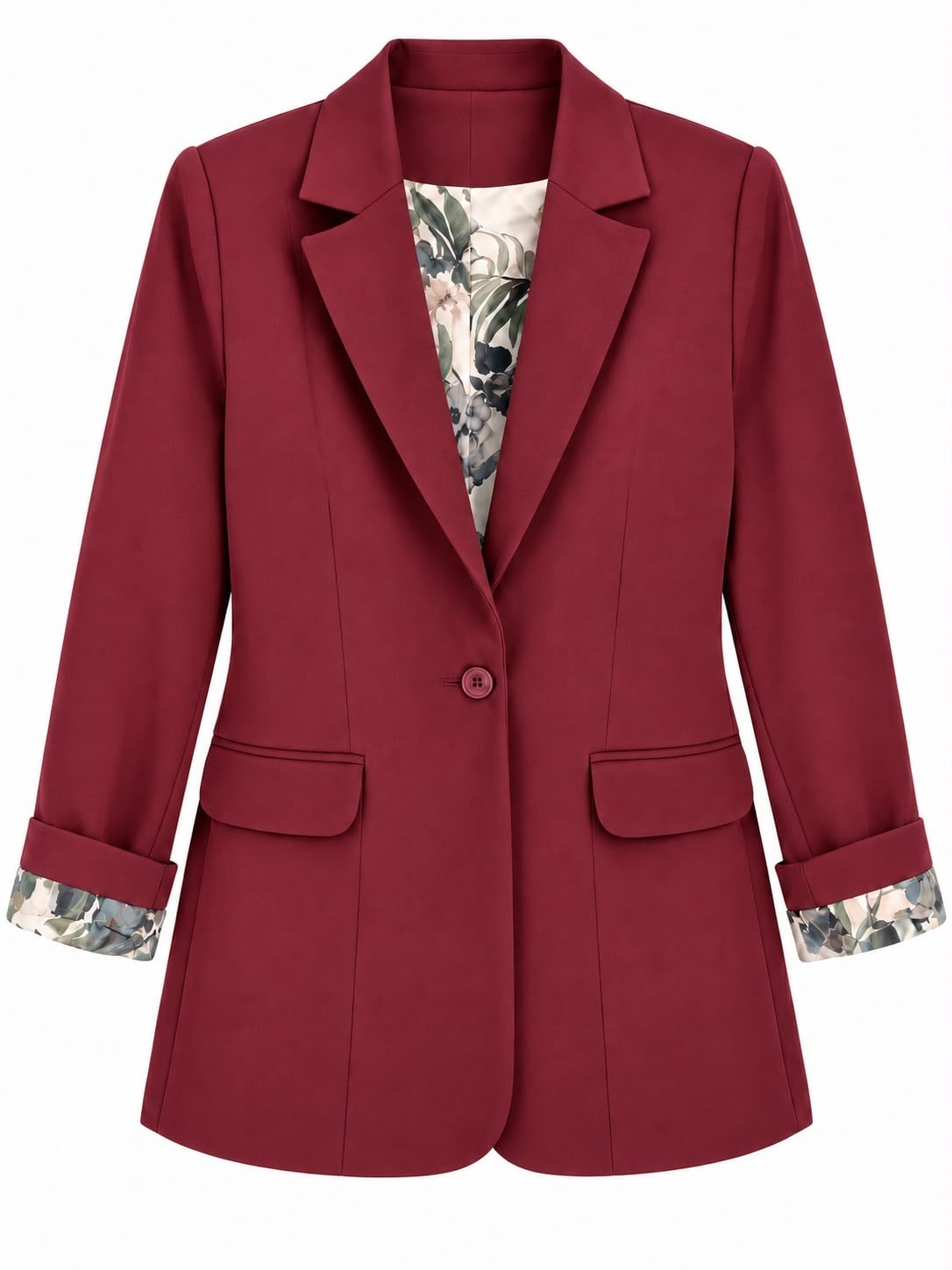 BORDO İÇ ASTARI DESENLİ BLAZER CEKET