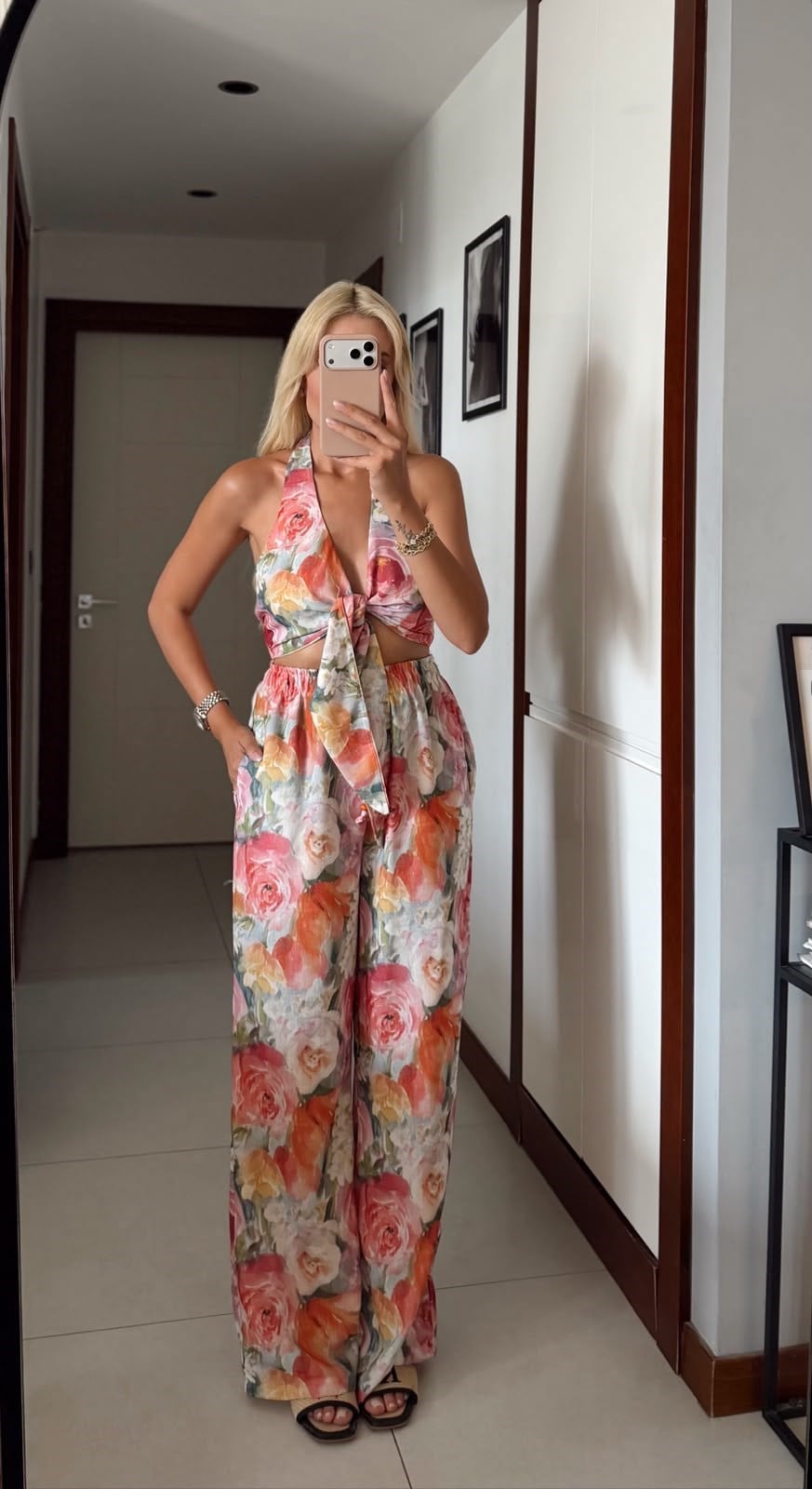 ÇİÇEK DESENLİ CROP PANTOLON TAKIM