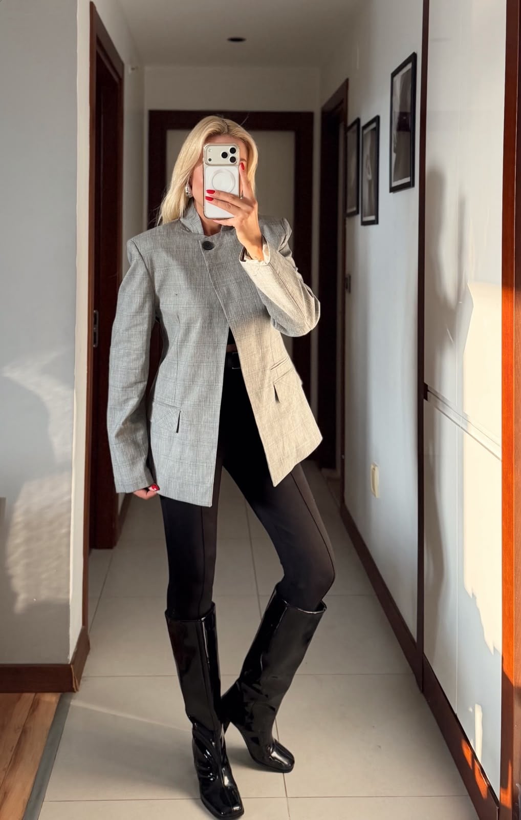 CORALİA GRİ EKOSE DİK YAKA DÜĞMELİ BLAZER CEKET