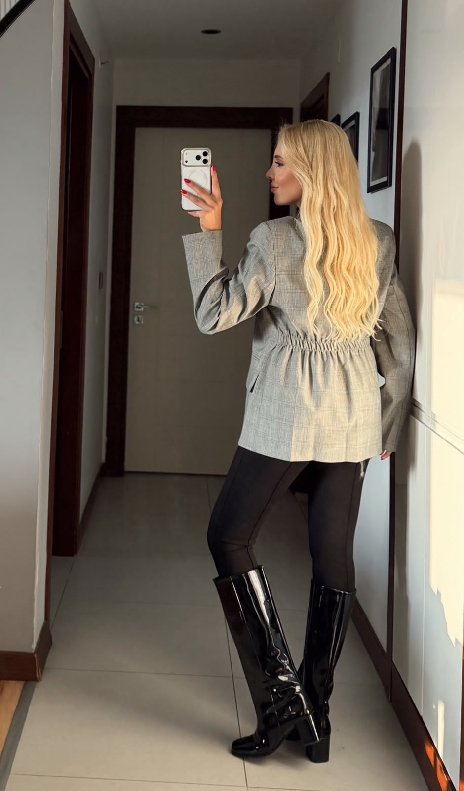 CORALİA GRİ EKOSE DİK YAKA DÜĞMELİ BLAZER CEKET