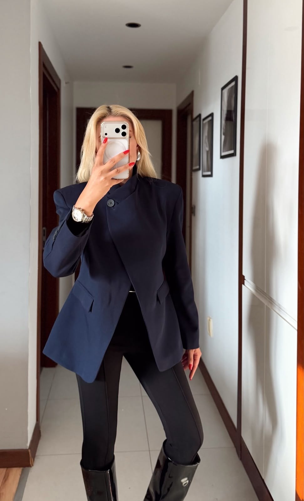 CORALİA LACİVERT DİK YAKA DÜĞMELİ BLAZER CEKET