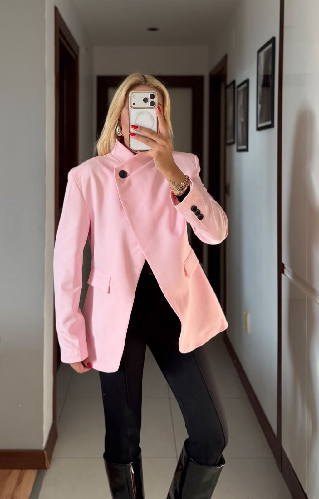 CORALİA PEMBE DİK YAKA DÜĞMELİ BLAZER CEKET