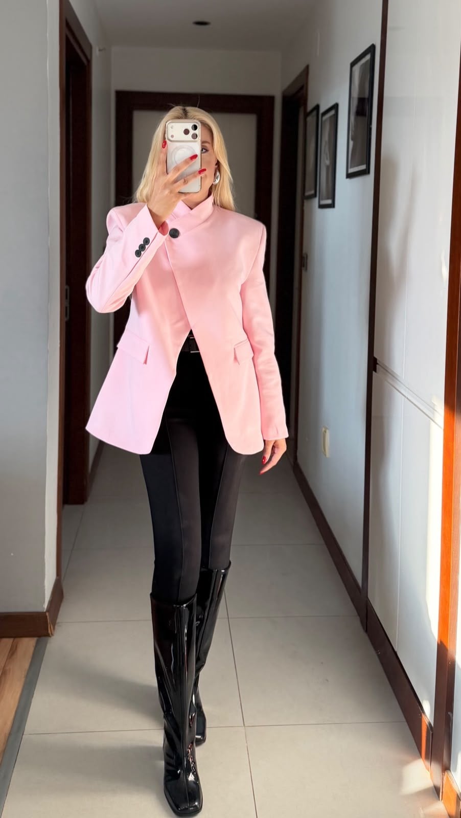 CORALİA PEMBE DİK YAKA DÜĞMELİ BLAZER CEKET