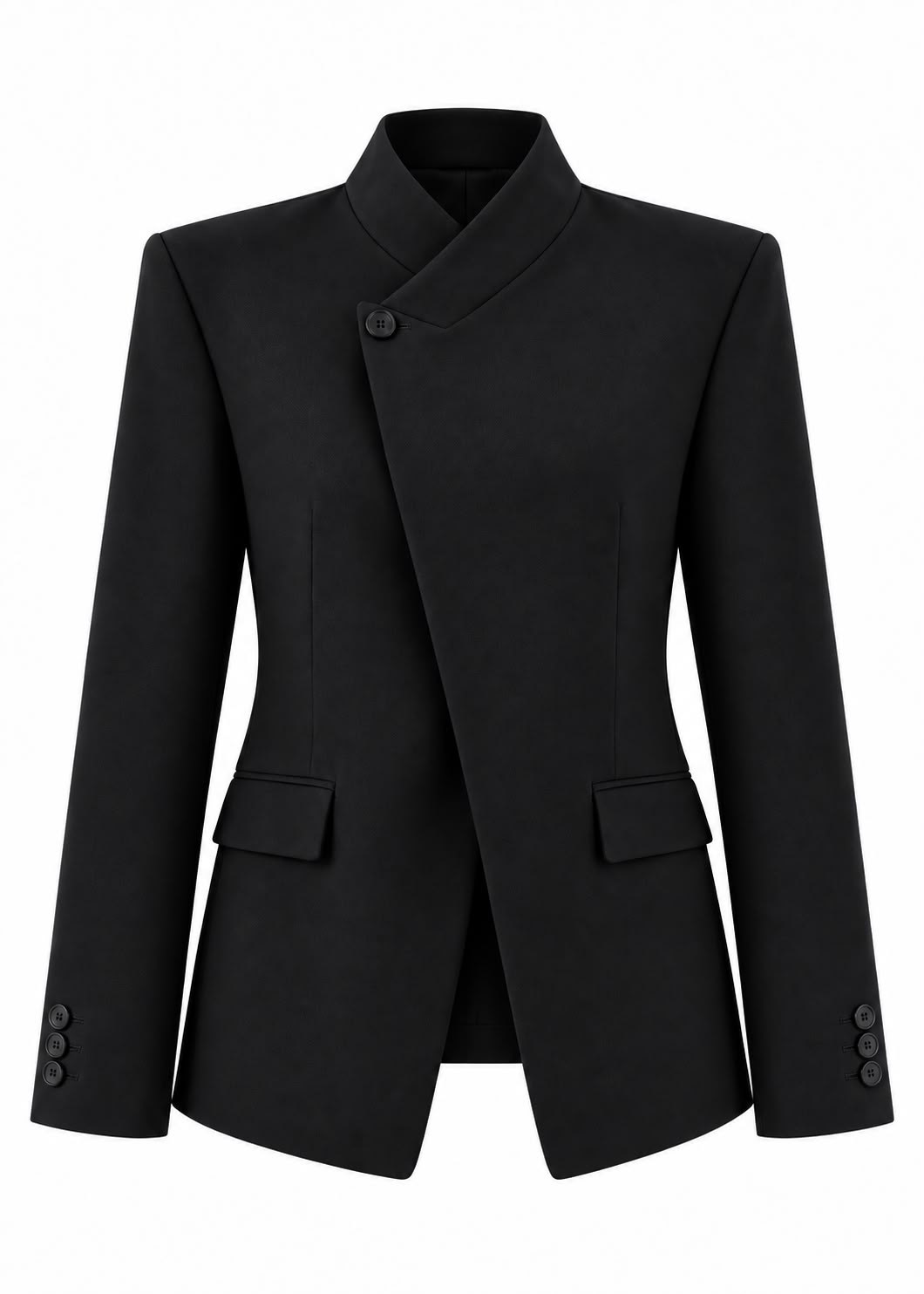 CORALİA SİYAH DİK YAKA DÜĞMELİ BLAZER CEKET