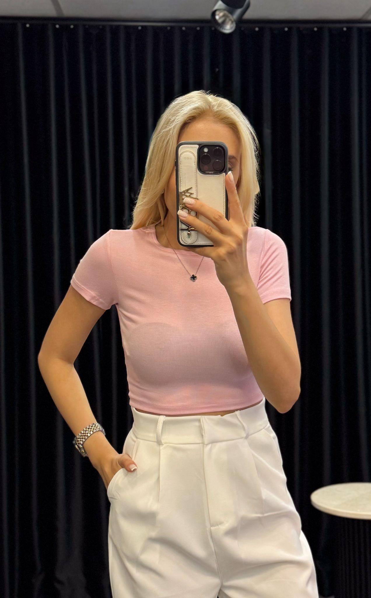 DİLVİN MODAL CROP PEMBE