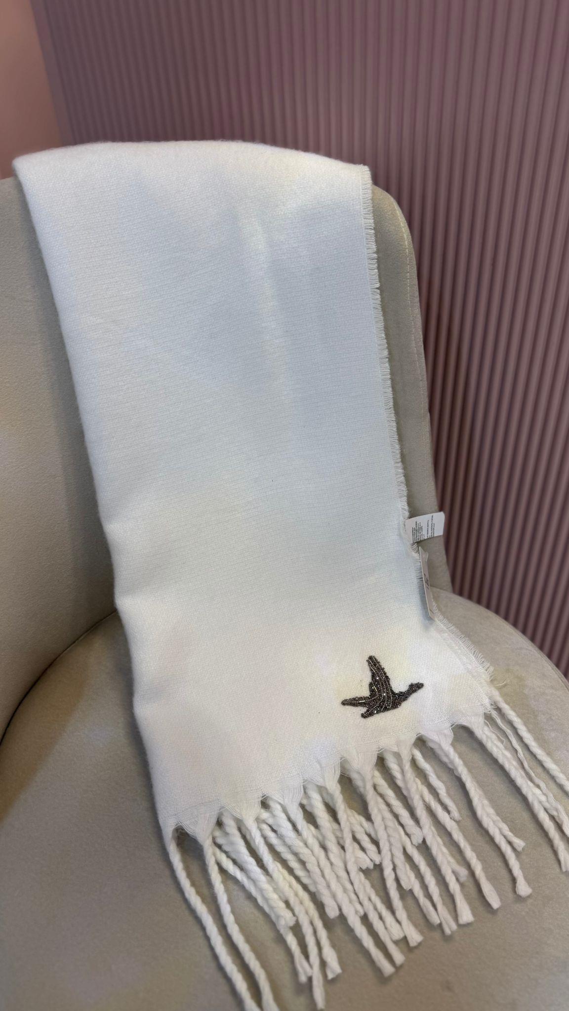 EKRU ORJ MARKA LOGO İŞLEMELİ ŞAL