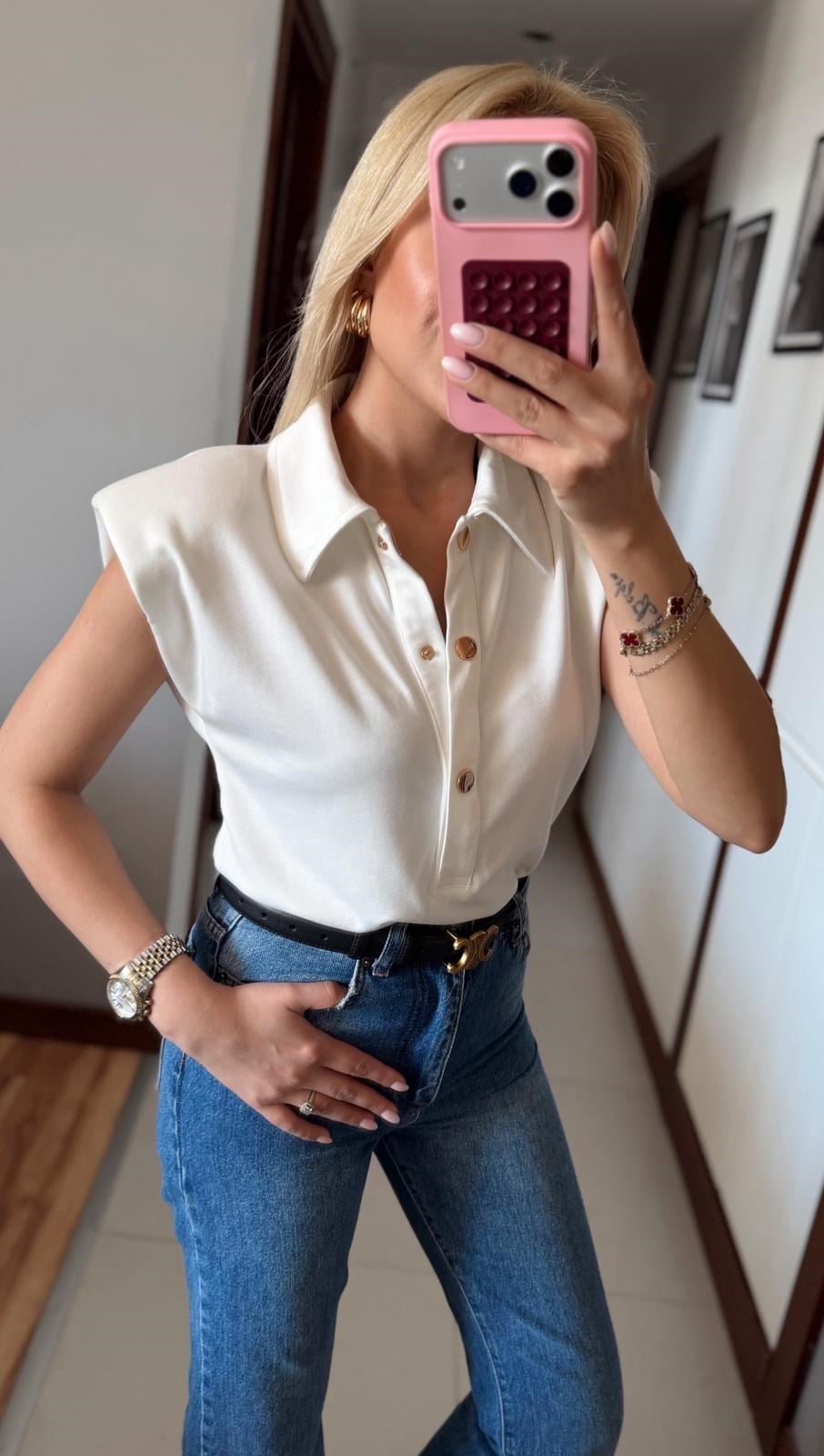 EKRU POLO YAKA BODYDSUİT