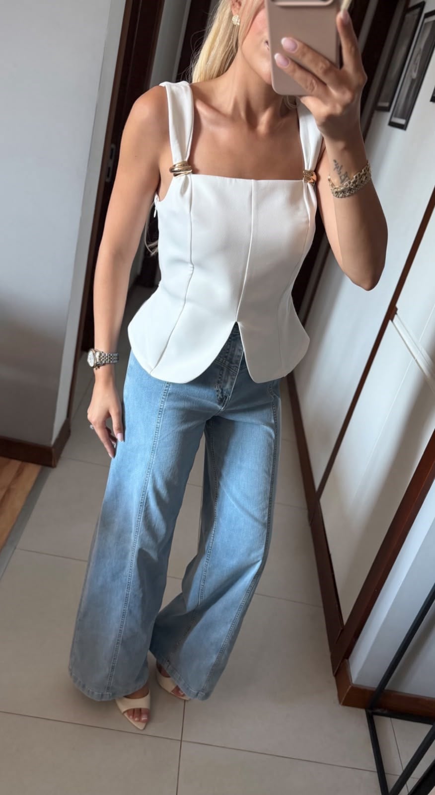 EVARA LİKRALI TENSEL KARIŞIMLII WİDE LEG JEAN