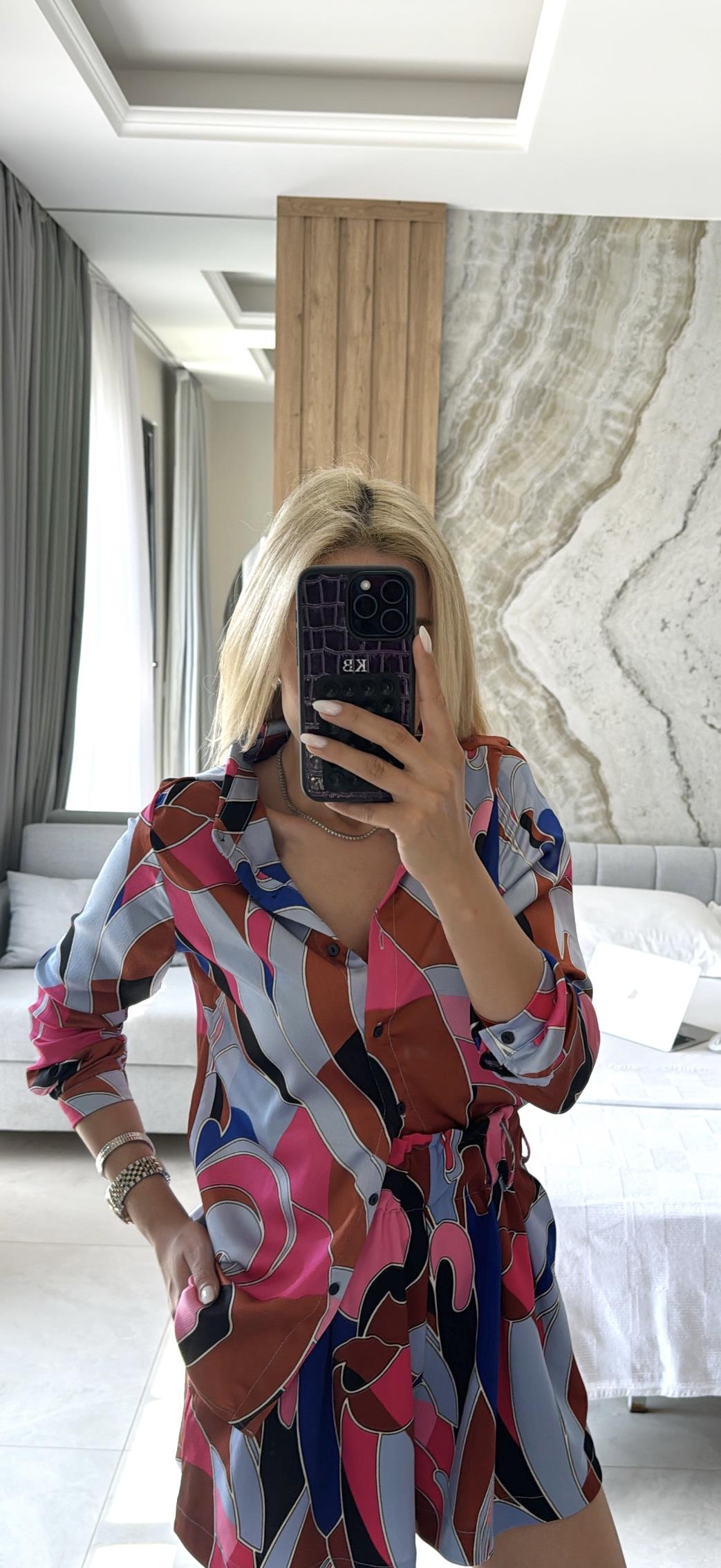 HOLLY DESENLİ GÖMLEK MAVİ