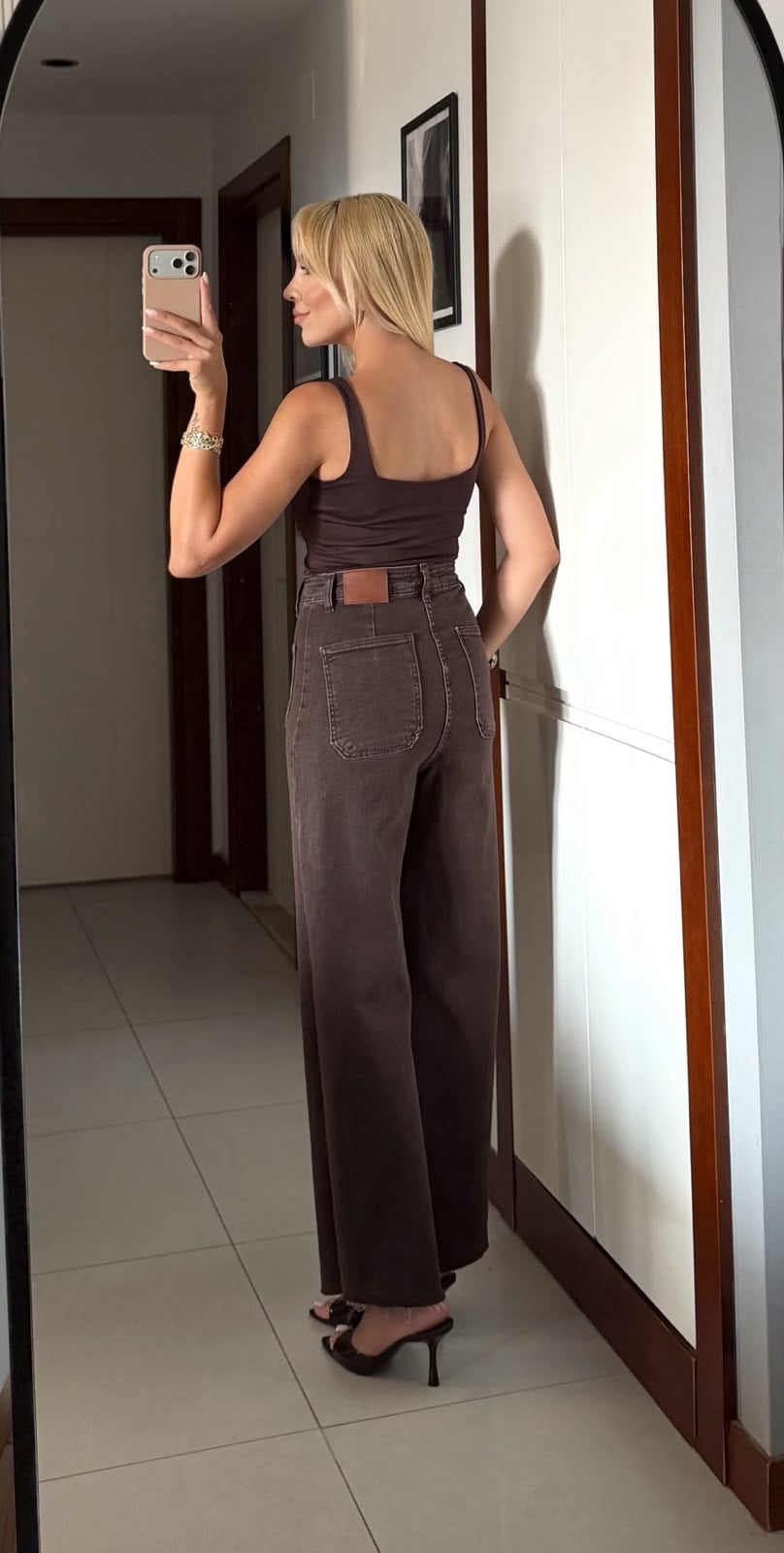 KAHVE CEP DETAYLI YÜKSEK BEL JEAN