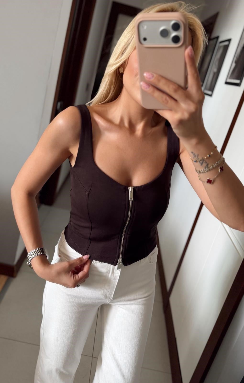 KAHVE DİLVİN ÖNDEN FERMUARLI TOP