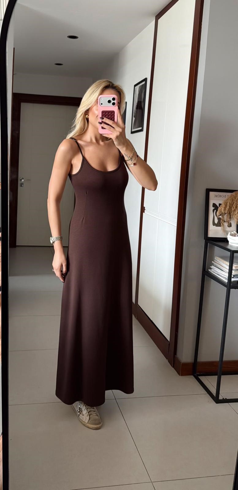 KAHVE GÖMLEK ELBİSE MODAL TAKIM
