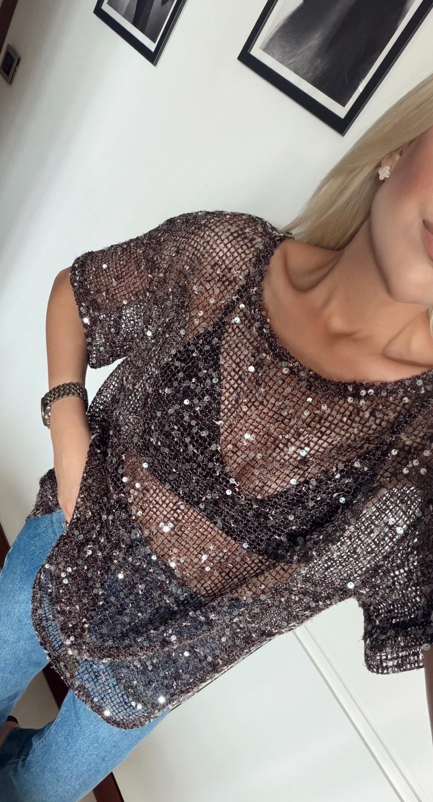 KAHVE ORJ MARKA ZR PUL DETAYLI BLUZ