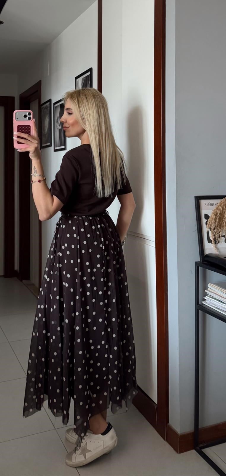 KAHVE PREMİUM ASTARLI PUANTİYELİ ETEK