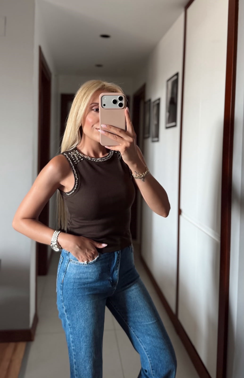 KAHVE YAKA VE KOL TAŞLI ATLET