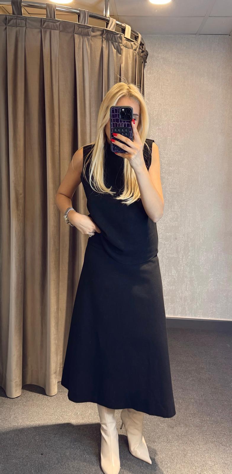 KOLSUZ ETEK BLUZ ÖRME TRİKO TAKIM SİYAH