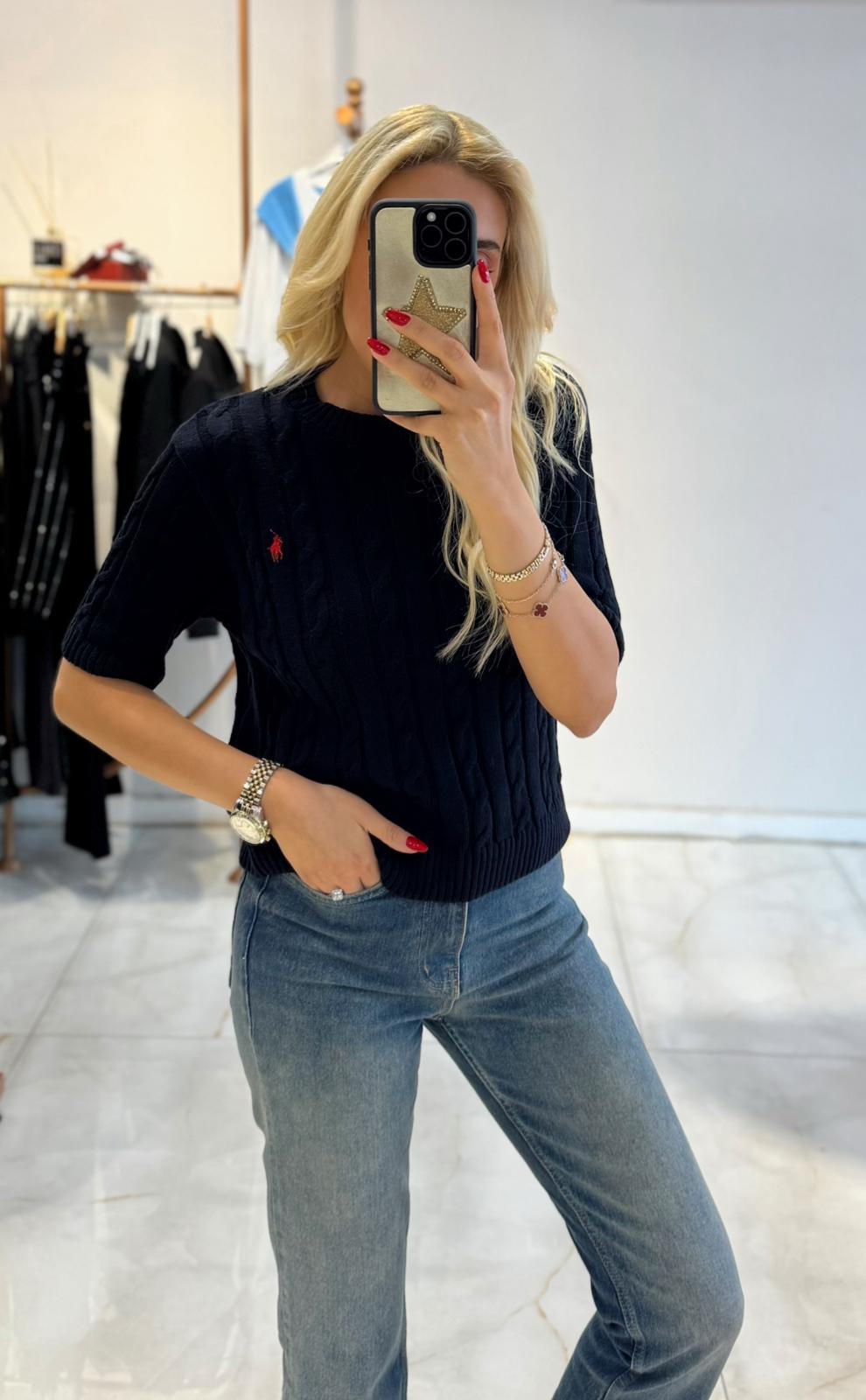 LACİVERT RAİKA KISA KOL TRİKO
