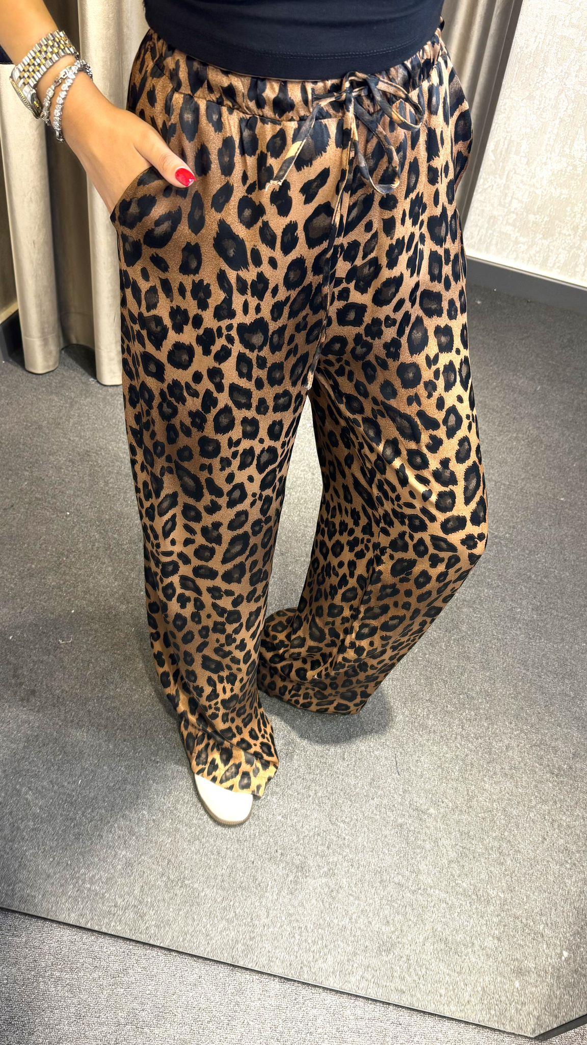LEOPAR DESEN PANTOLON KAHVERENGİ