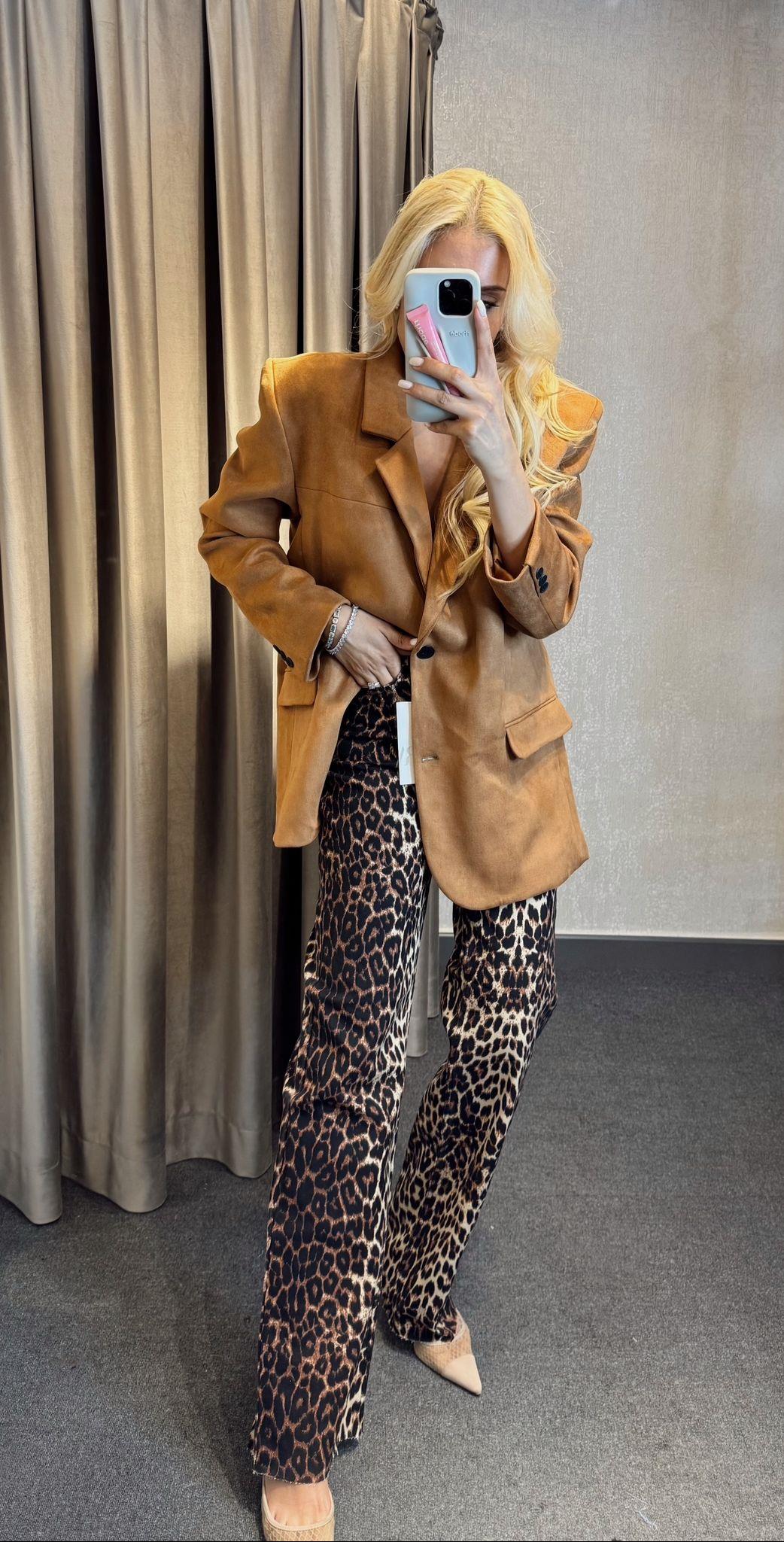 LEOPAR DESENLİ STRAİGHT JEAN KAHVE