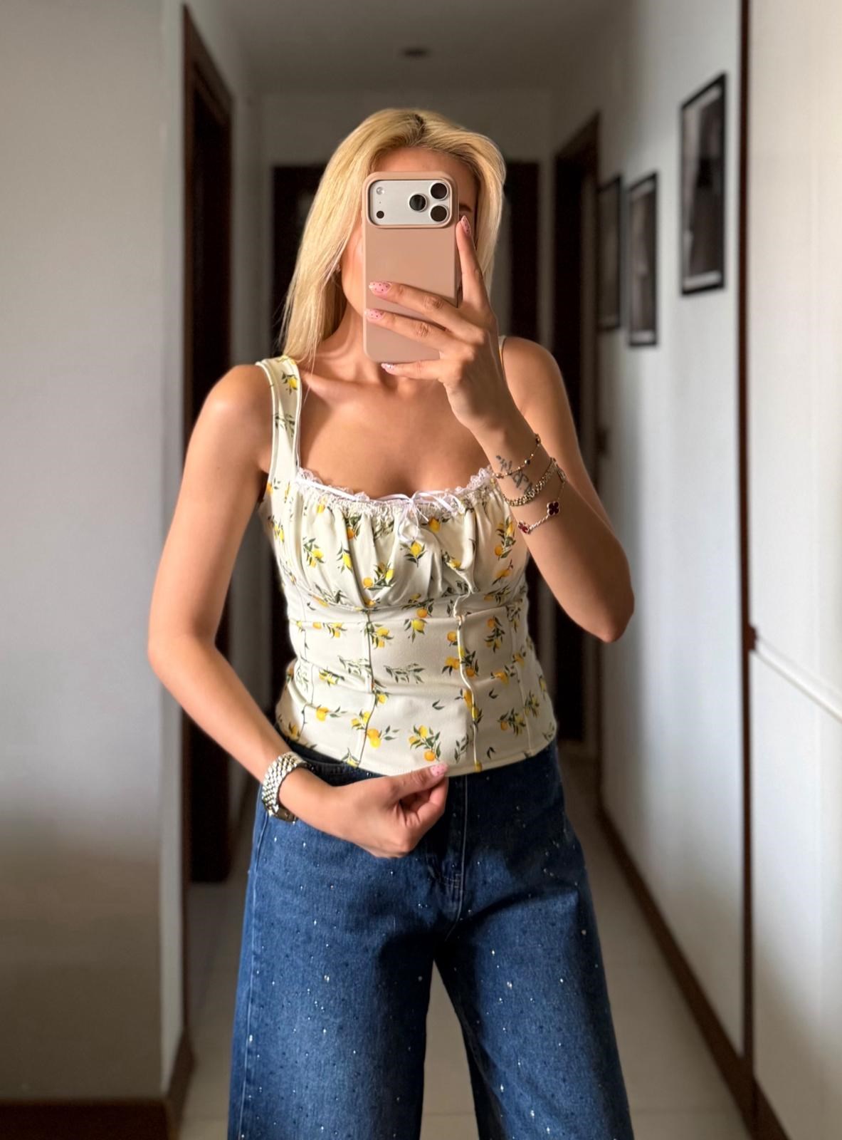 LİMON DESENLİ CROP