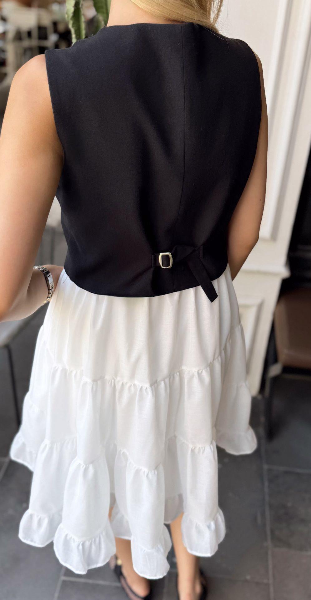 MARKA MODEL SNDR SİYAH BEYAZ ELBİSE