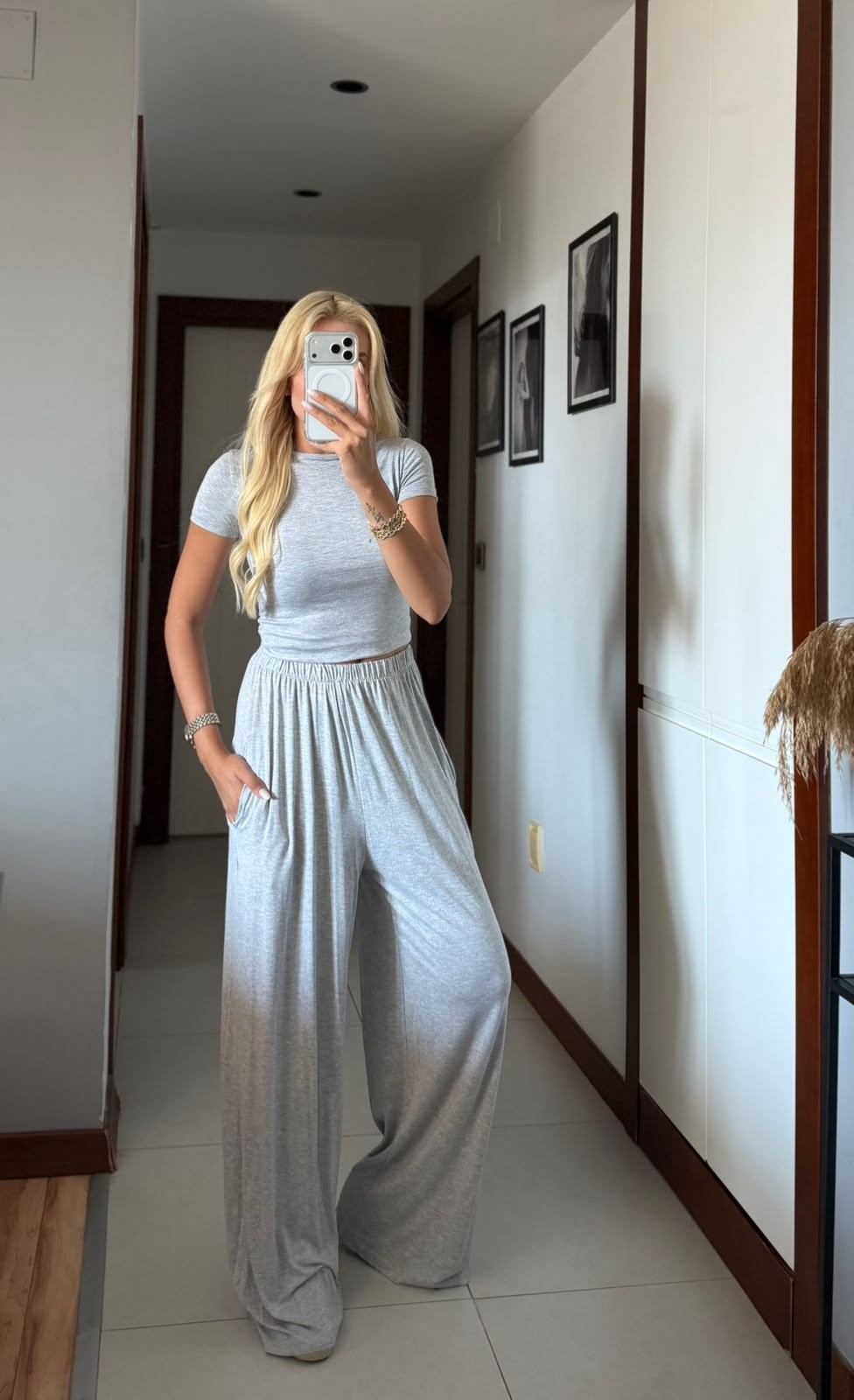 MELİNA GRİ YUMUŞAK DOKULU ÜÇLÜ TAKIM