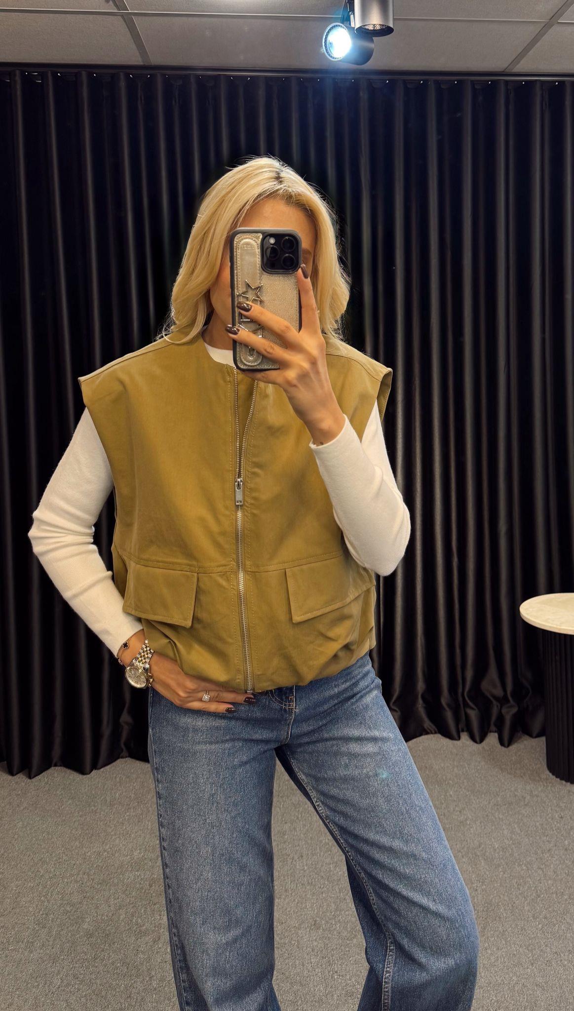 MUADİL CEPLİ FERMUARLI BOMBER YELEK HAKİ