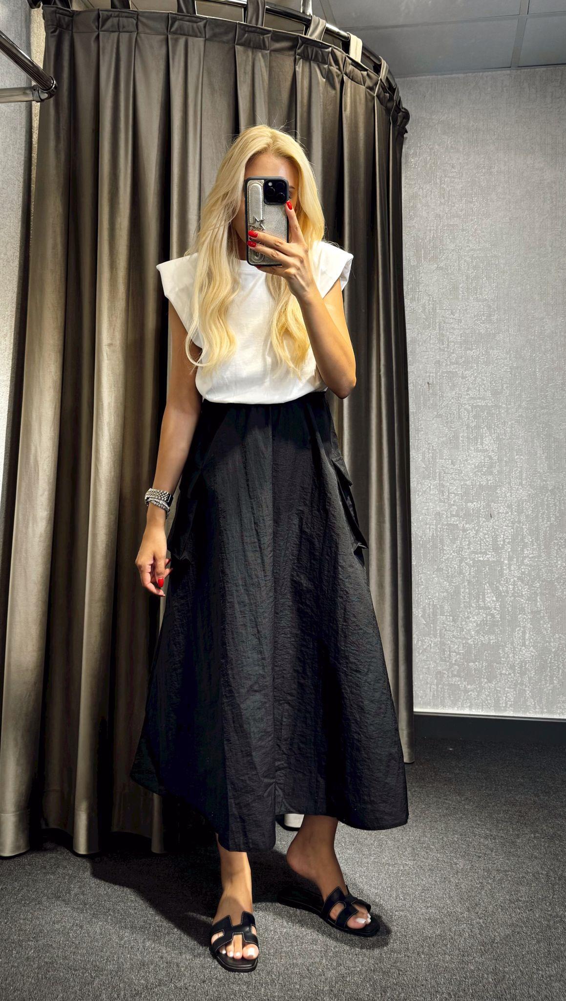 ORJ MARKA ETİKETLİ İPKYL MODEL ELBİSE SİYAH
