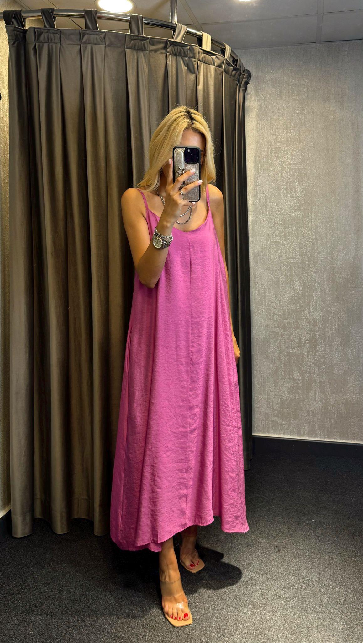 ORJ MARKA ETİKETLİ İPKYL TENSEL ELBİSE PEMBE