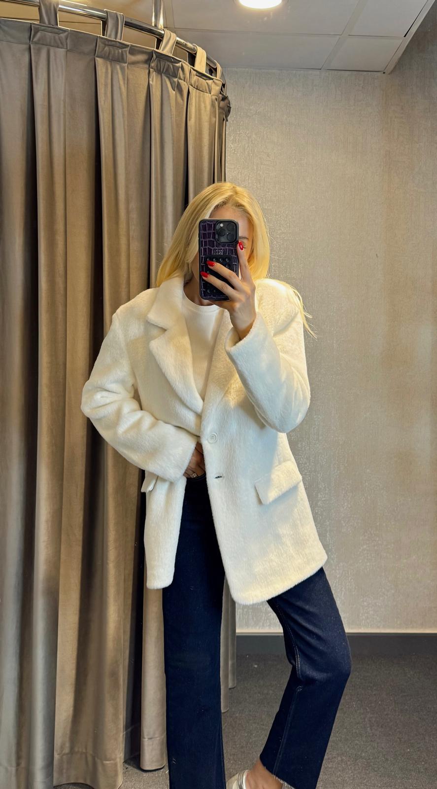 PELUŞ BLAZER CEKET EKRU